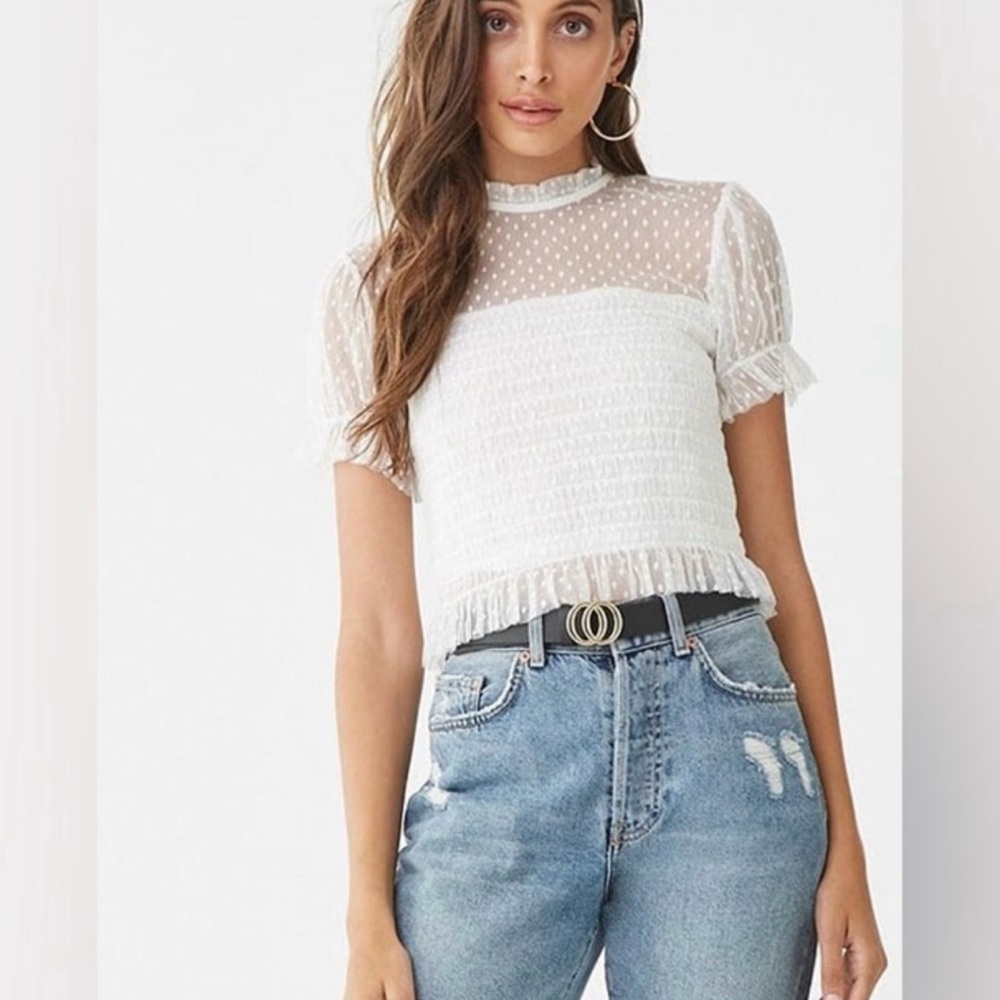 Forever 21 White Lace Top – Size L